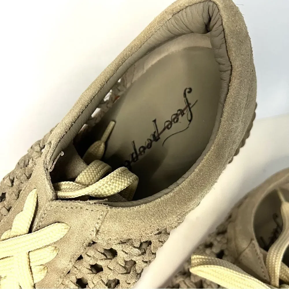 Free People Wimberley Woven Soft Suede Sneaker‎ Moonrock 11 NIB